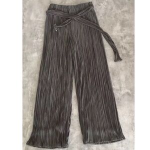 Lulus Pants High Waisted Belted Crinkle Pleats Small 
Boho Disco Beach Resort